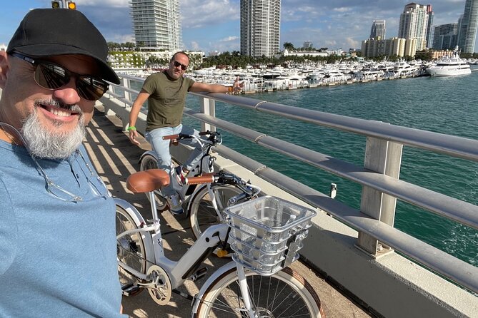 Electric Bike Rental Miami Beach - Crossing the Miami River Bridge (sidewalk) for Bay perspective