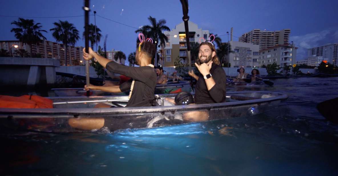 Lighted Clear Kayaks at Night w/ Champagne in Miami Beach - Why Miami Beach by Night Feels Special in a Clear Kayak