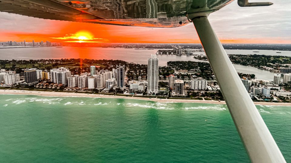 Miami Beach: Romantic Sunset Flight with Champagne - Before takeoff: safety briefing, headsets, and a toast with non-alcoholic champagne