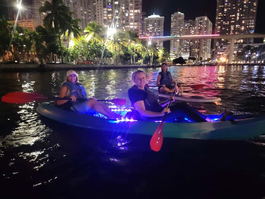 Miami: Guided LED-Lit Kayak Night Tour with Drinks - LED-Lit Kayaks and the Drink Start: Wine or Beer While You Paddle