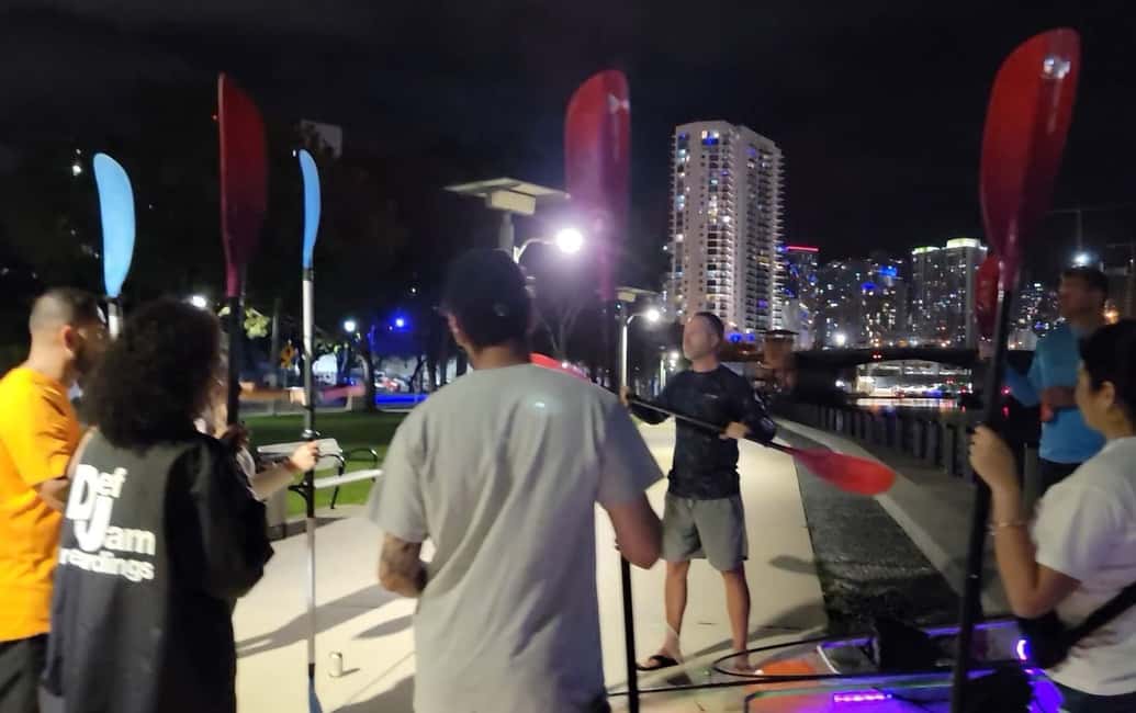 Miami: Guided LED-Lit Kayak Night Tour with Drinks - The Bay Glide: The Oil-Painting Feeling of Night Reflections